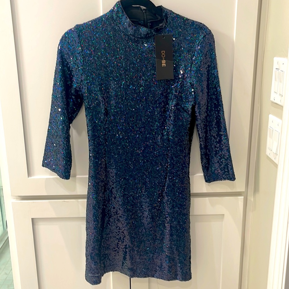 NWT size small Navy Blue Sequin Fitted Dress